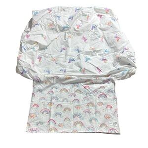 Pottery barn kids girls bedding rainbow unicorn fitted sheet twin rainbow pillow